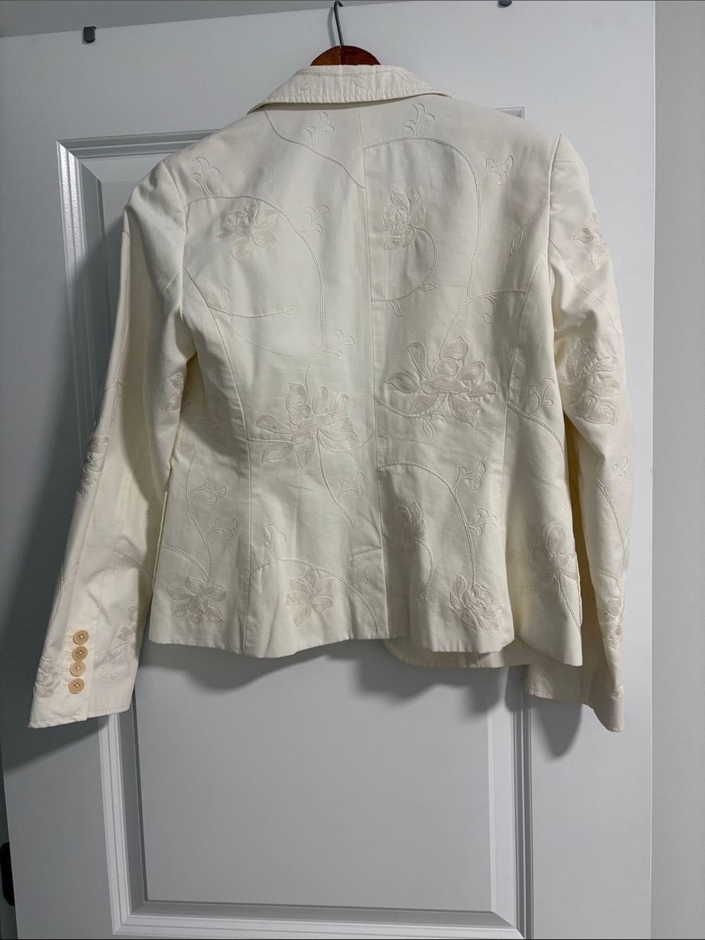 Talbots Ivory Embroidered Single-Button Blazer - Picture 3 of 3